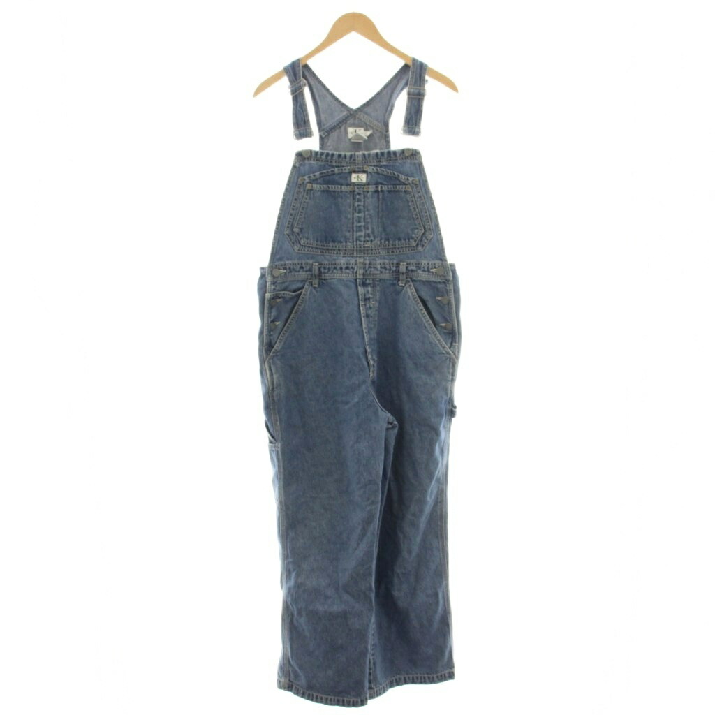 【中古】カルバンクラインジーンズ Calvin Klein Jeans デニム オーバーオール USED加工 L 青 ブルー BJDG993 /☆G26 メンズ 【ベクトル 古着】 260625｜ブランド古着ベクトルプレミアム店