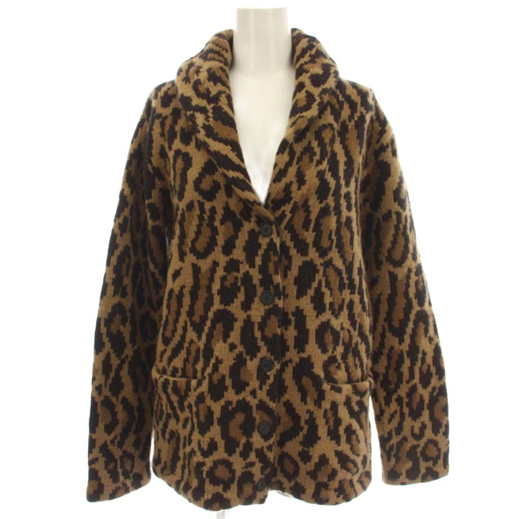 【中古】ローレンラルフローレン LAUREN RALPH LAUREN 90s レオパード ハンドニット ガウン カーディガン セーター 長袖 S 茶 ベージュ /☆G12 レディース 【ベクトル 古着】 260701｜ブランド古着ベクトルプレミアム店