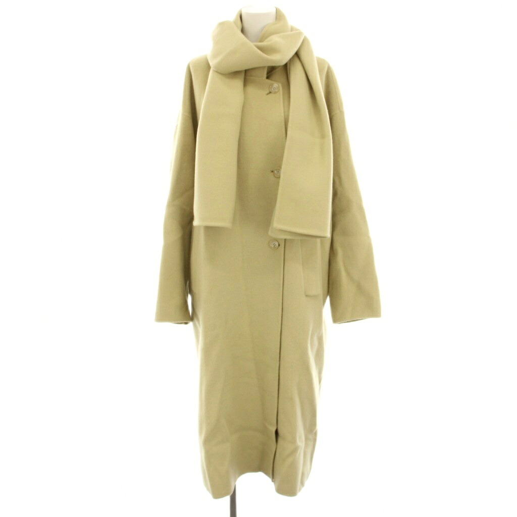【中古】ローレン LOUREN スタンドカラーコート アウター ロング ウール マフラー F イエローベージュ lo233-02 /YT33 ▲H レディース 【ベクトル 古着】 260706|ブランド古着ベクトルプレミアム店