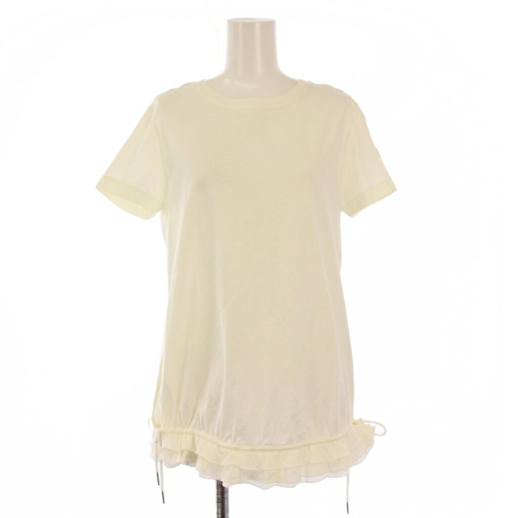 【中古】モンク軌跡 MONCLER T-SHIRT GIROCOLLO ティーシャツ 半袖 労働者の一団のど首 伸ばすこと フラウンス うつり変わり ロゴタイプ XS 象牙色 D10938080600 /BB レディース 【ベクター 古着】 251020