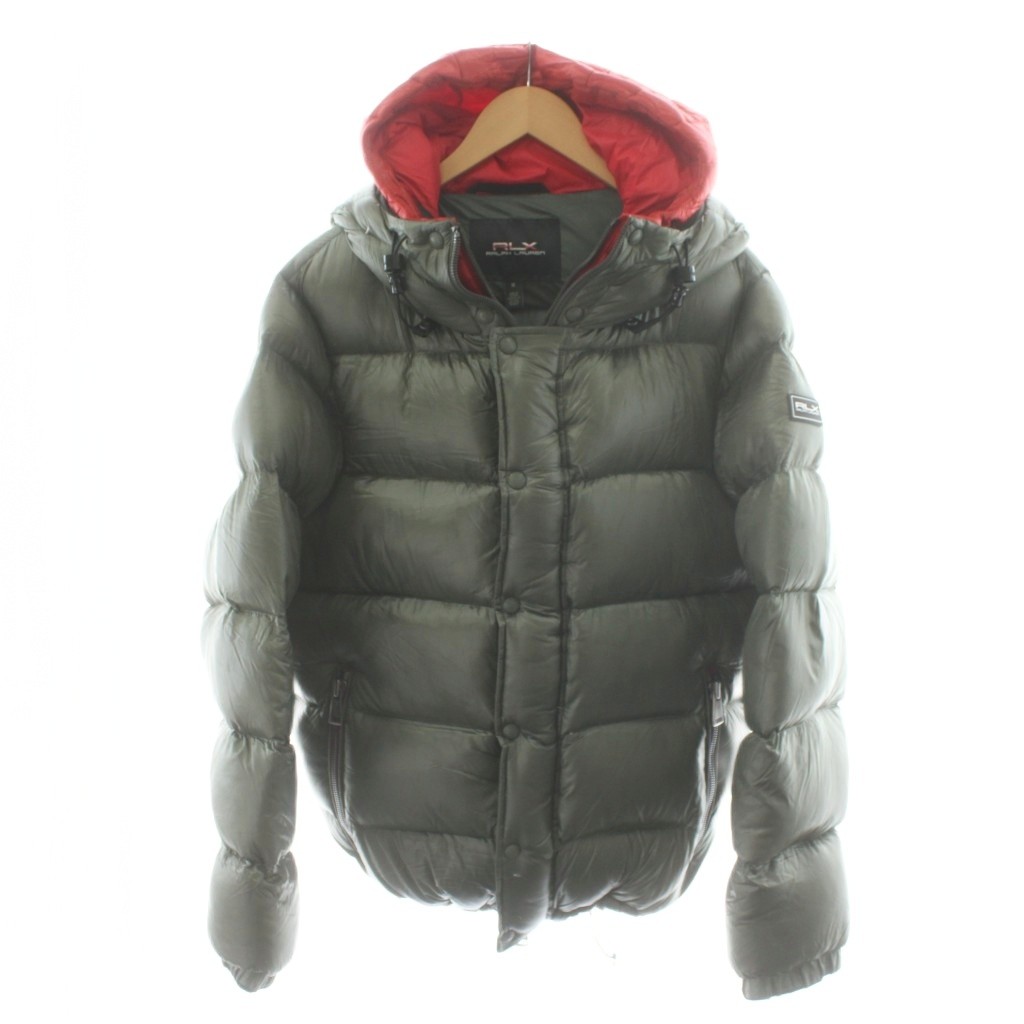 【中古】アールエルエックス ラルフローレン RLX RALPH LAUREN ダウンジャケット フード アウター M カーキ 赤 レッド 784911961 O324RC37 /AN25 メンズ 【ベクトル 古着】 260202|ブランド古着ベクトルプレミアム店