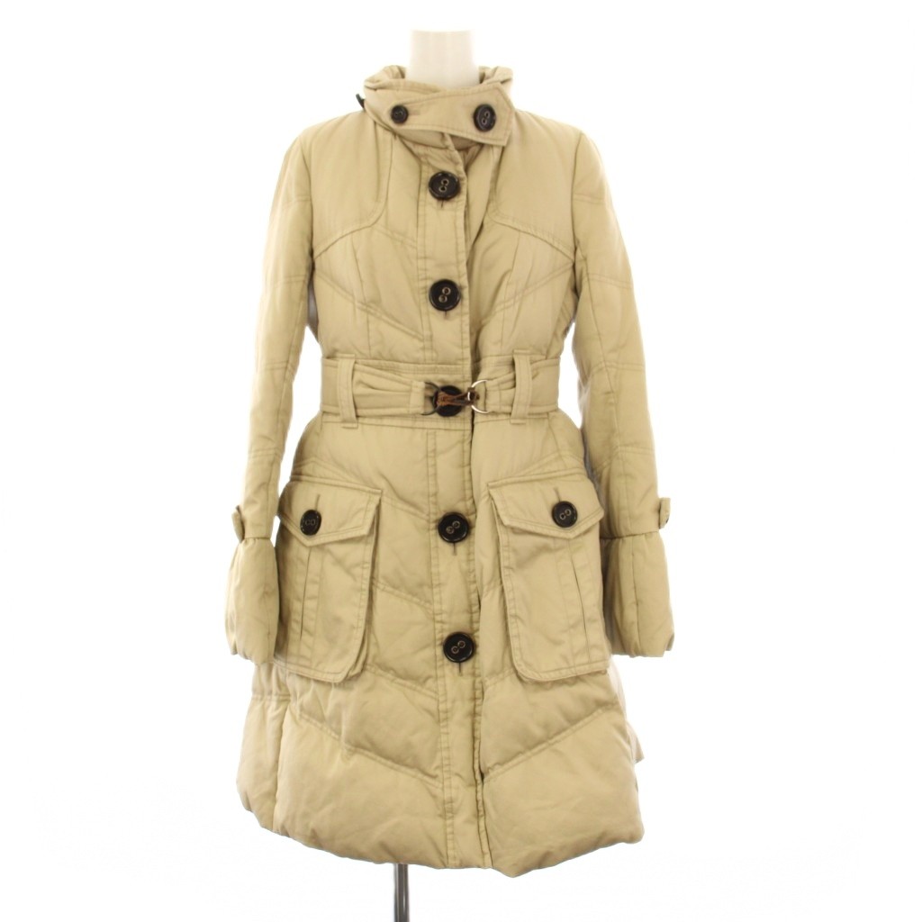 【中古】バーバリーブルーレーベル BURBERRY BLUE LABEL 落ちこむ厚地の外套 照明ランプ色合い ロング 裏地ノバチェック 40 ベージュ FRF09-588-40 /KH レディース 【ベクター 古着】 260206