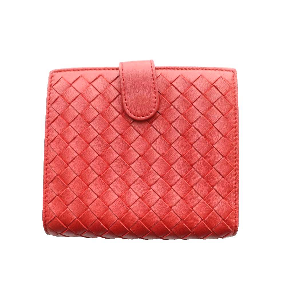 【中古】ボッテガヴェネタ BOTTEGA VENETA イントレチャート 二つ折り金入れ 赤 赤いこと /SS ■os ■OH レディース 【ベクター 古着】 260213