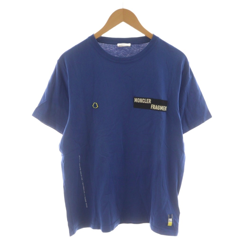 【中古】モンク軌跡 MONCLER × フラグメントデザイン FRAGMENT DESIGN MAGLIA ティーシャツ カットソー 半袖 ロゴタイプ S 青 青碧 E109U8003950 /AN68 メンズ 【ベクター 古着】 260225