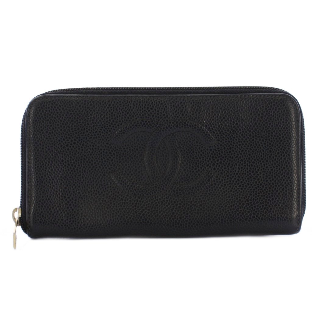 【中古】シャネル CHANEL 長紙入れ 御釣り入れ ラウンドジッパー キャビア人はだ ココマーク 7番台 黒 黒いこと /YT ■OH レディース 【ベクター 古着】 260313