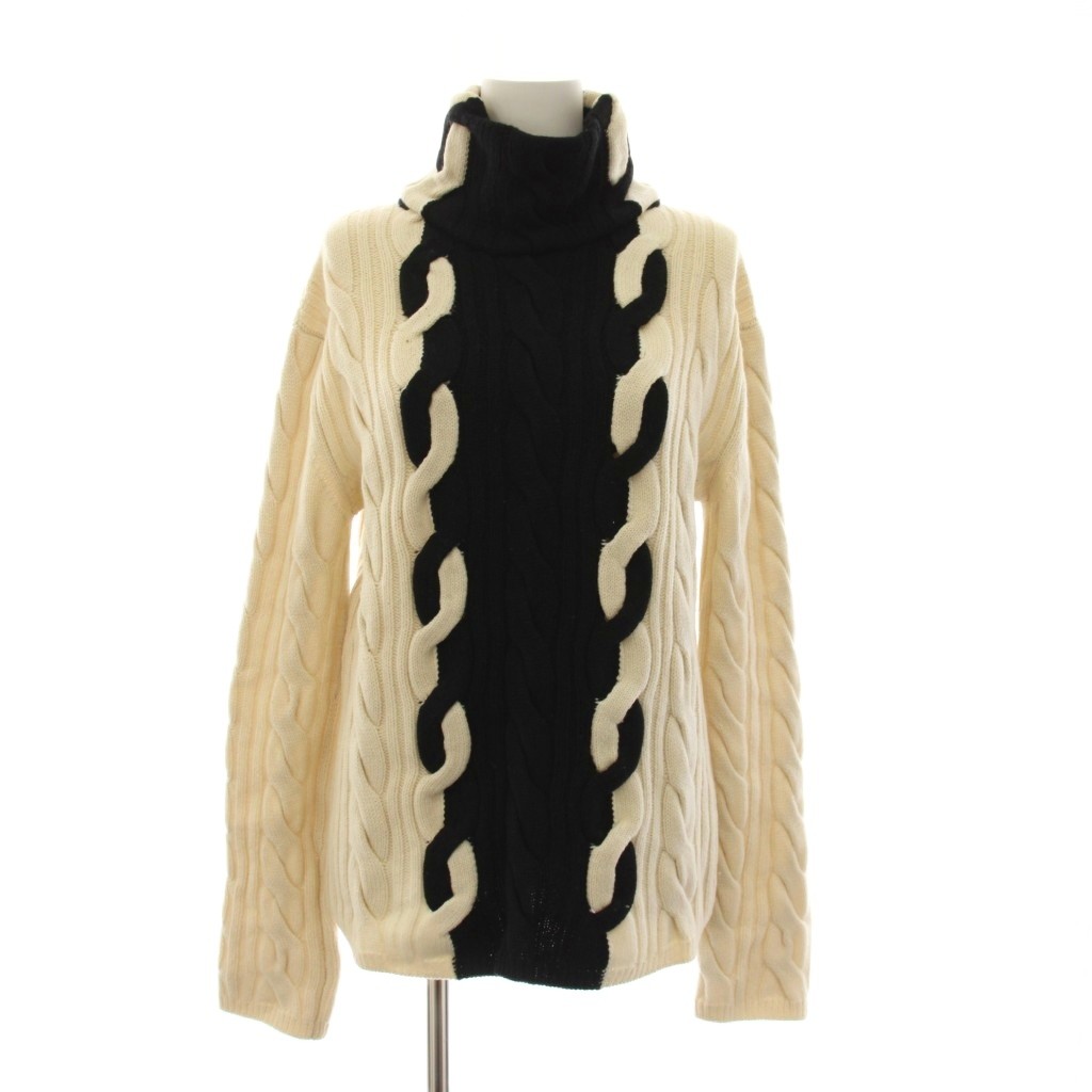【中古】ディオール Christian Dior 編み物 ティーシャツ 38 白 白いこと 黒 黒いこと 長袖 タートルネック 有線テレビ編み 3H24561AM550 /YM レディース 【ベクター 古着】 260410
