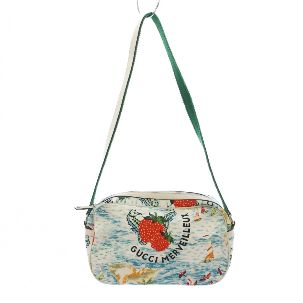 【中古】グッチ GUCCI チルドレン 6MERVEILLEUX ショルダーバッグ 総柄 ナイロン 水色 白 82668 /BM ■OH レディース 【ベクター 古着】 260421
