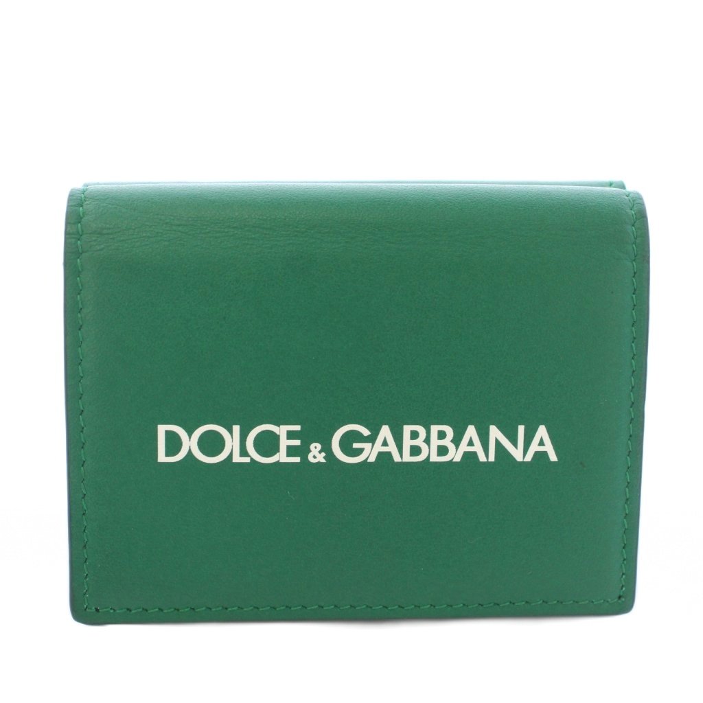 【中古】ドルチェ&ガッバーナ ドルガバ DOLCE&GABBANA P.FOGLIO FRENCH FLAP 三つ折り財布 ロゴ レザー 緑 グリーン BP2525 /TK レディース 【ベクトル 古着】 260511｜ブランド古着ベクトルプレミアム店