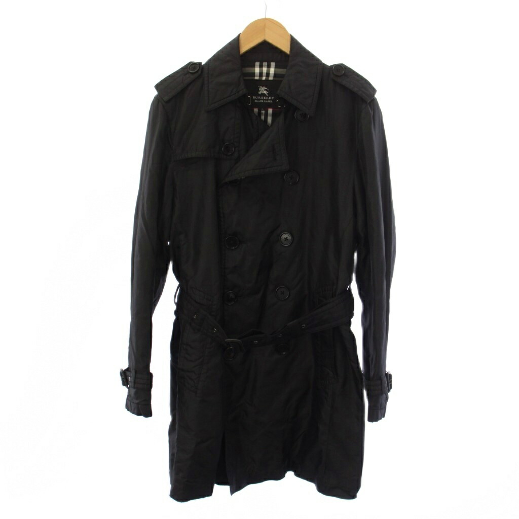 【中古】バーバリーブラックレーベル BURBERRY BLACK LABEL トレンチコート 真っただ中丈 中綿 ナイロン M 黒 BMA43-114-09 /BM メンズ 【ベクター 古着】 260520