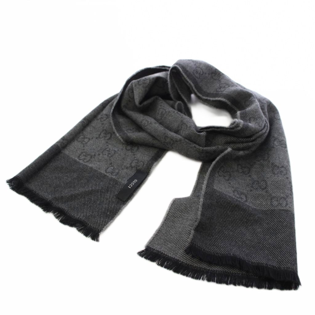 【中古】グッチ GUCCI GG柄 えり巻き 袈裟 羊毛 黒 黒いこと /TK ■OH レディース 【ベクター 古着】 260525