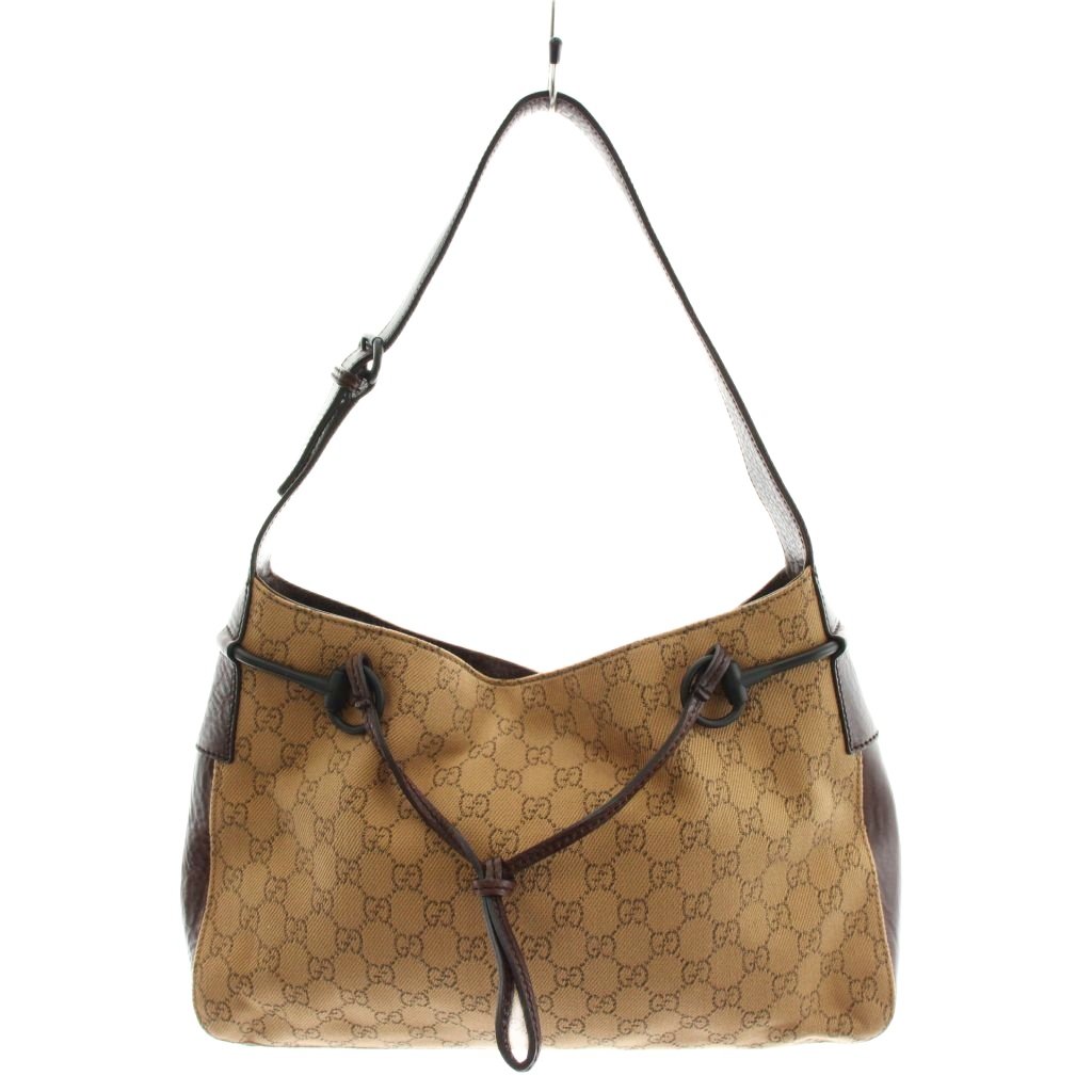 【中古】グッチ GUCCI 配管ビット ハンドバック 一ショルダーバッグ 帆布 なめし革 ベージュ 茶 赤銅色 101975 /AN43 ■OH レディース 【ベクター 古着】 260521