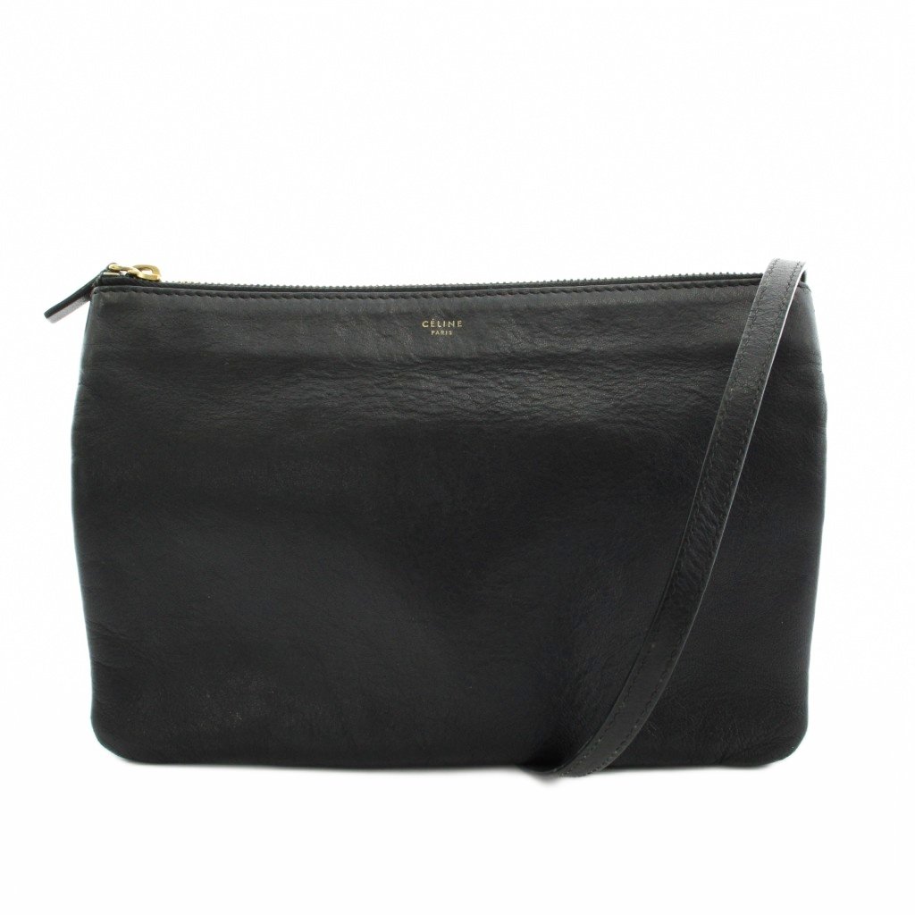 【中古】セリーヌ CELINE トリオ ショルダーバッグ レザー 黒 ブラック /AN45 ■OH レディース 【ベクトル 古着】 260521｜ブランド古着ベクトルプレミアム店 20,002円