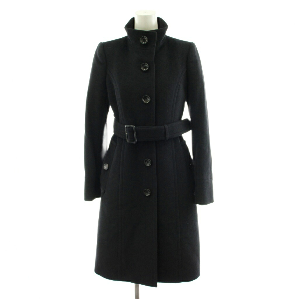 【中古】バーバリーブラックレーベル BURBERRY BLACK LABEL コート ロング丈 スタンドカラー アンゴラ アウター 38 黒 ブラック D5B17-279-09 /AN68 レディース 【ベクトル 古着】 260521|ブランド古着ベクトルプレミアム店