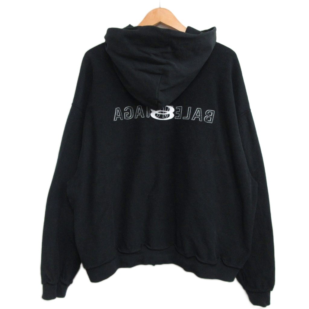 【中古】バレンシアガ BALENCIAGA 24SS INSIDE OUT ZIP-UP HOODIE 790378 インサイドアウト ジップアップ フーディ パーカー ロゴ 黒 ブラック S メンズ 【ベクトル 古着】 251113 48,540円