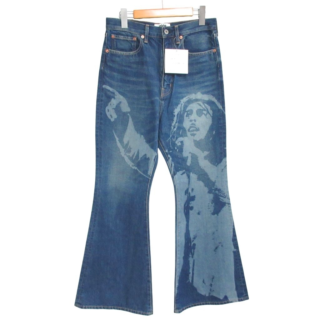 【中古】未使用品 アイ ジュンヤワタナベマン コムデギャルソン ジュンヤマン eye JUNYA WATANABE MAN タグ付 25SS フレア ジーンズ デニム ボブマーリー ベルボトム XS ブルー インディゴ WO-P919 ■MNK3 メンズ 【ベクトル 古着】 251129