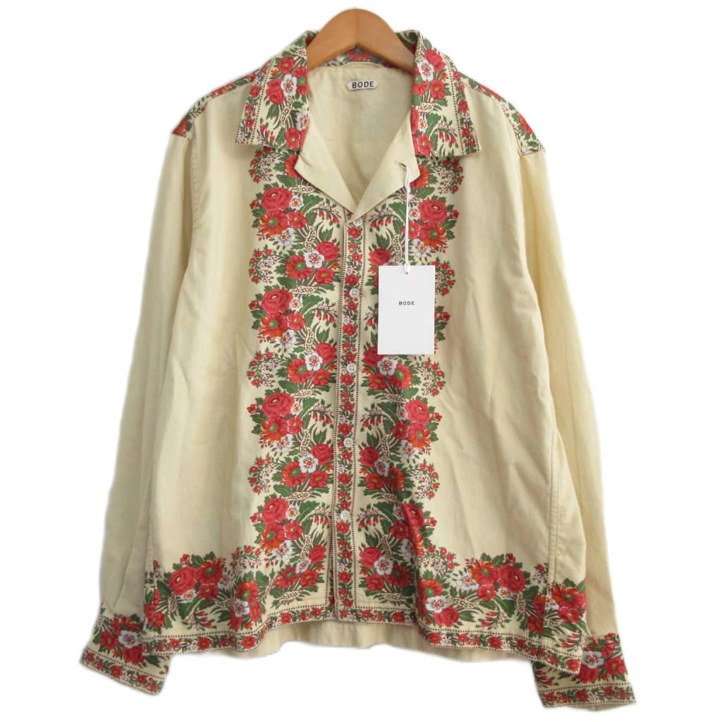 【中古】未使用品 BODE ボーディー タグ付き 限定モデル 23AW Winter Bouquet Long Sleeve Shirt オープンカラー フランネルシャツ 花柄 ハンドメイド Mサイズ メンズ 【ベクトル 古着】 251207