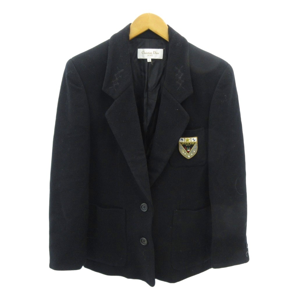 【中古】ディオール Christian Dior SPORT ヴィンテージ テーラードジャケット スポーツジャケット 総裏 2B ロゴタイプ 継ぎ切れ 羊毛 M 黒 黒いこと 0119 ■MNK4 レディース 【ベクター 古着】 260119