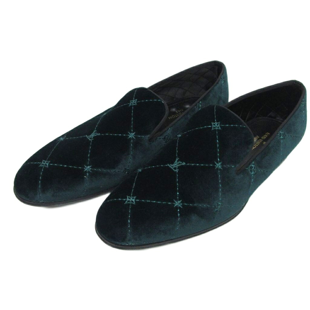 【中古】ルイヴィトン LOUIS VUITTON オートゥイユライン オペラシューズ ローファー LVロゴ ベルベット ドレスシューズ 6.5 緑 グリーン ■MNK4 メンズ 【ベクトル 古着】 260116｜ブランド古着ベクトルプレミアム店 20,088円