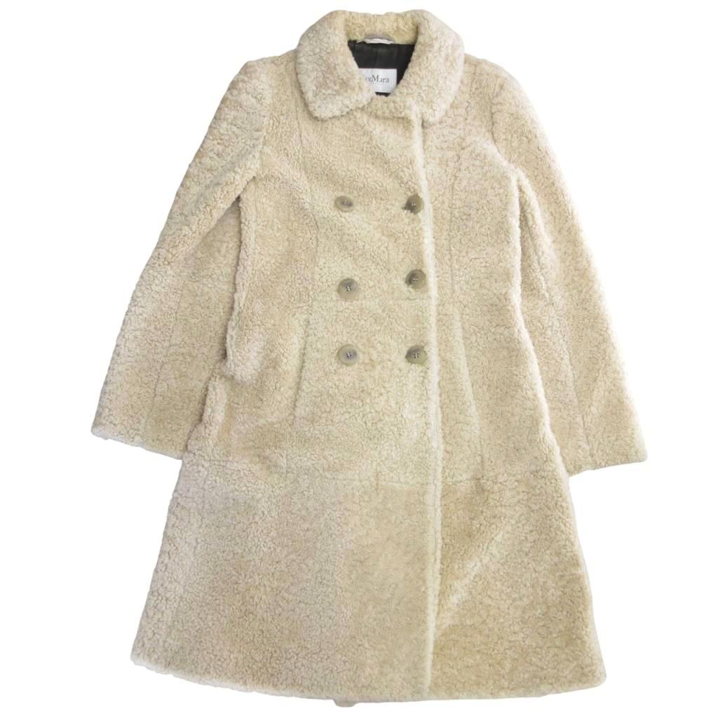 【中古】マックスマーラ MAX MARA 最高級 白タグ テディベア ダブルブレスト コート ロング丈 40 白 ホワイト 0127 ■MNK4 レディース 【ベクトル 古着】 260130｜ブランド古着ベクトルプレミアム店