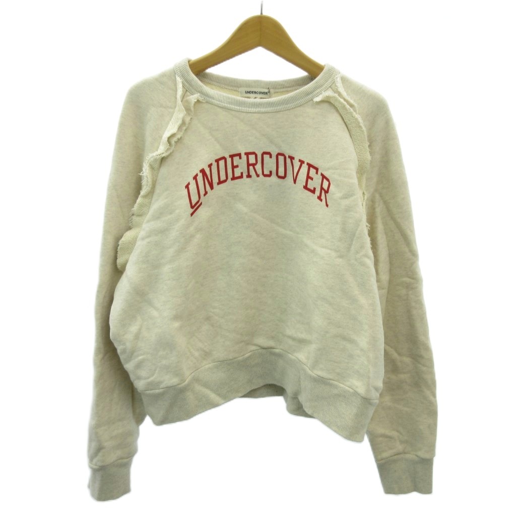 【中古】未使用品 アンダーカバー UNDERCOVER タグ付き 24AW コットンスウェットフリルプルオーバー トレーナー ロゴ プリント ショート丈 1 白 ホワイト UP2D1803-1 0213 レディース 【ベクトル 古着】 260213