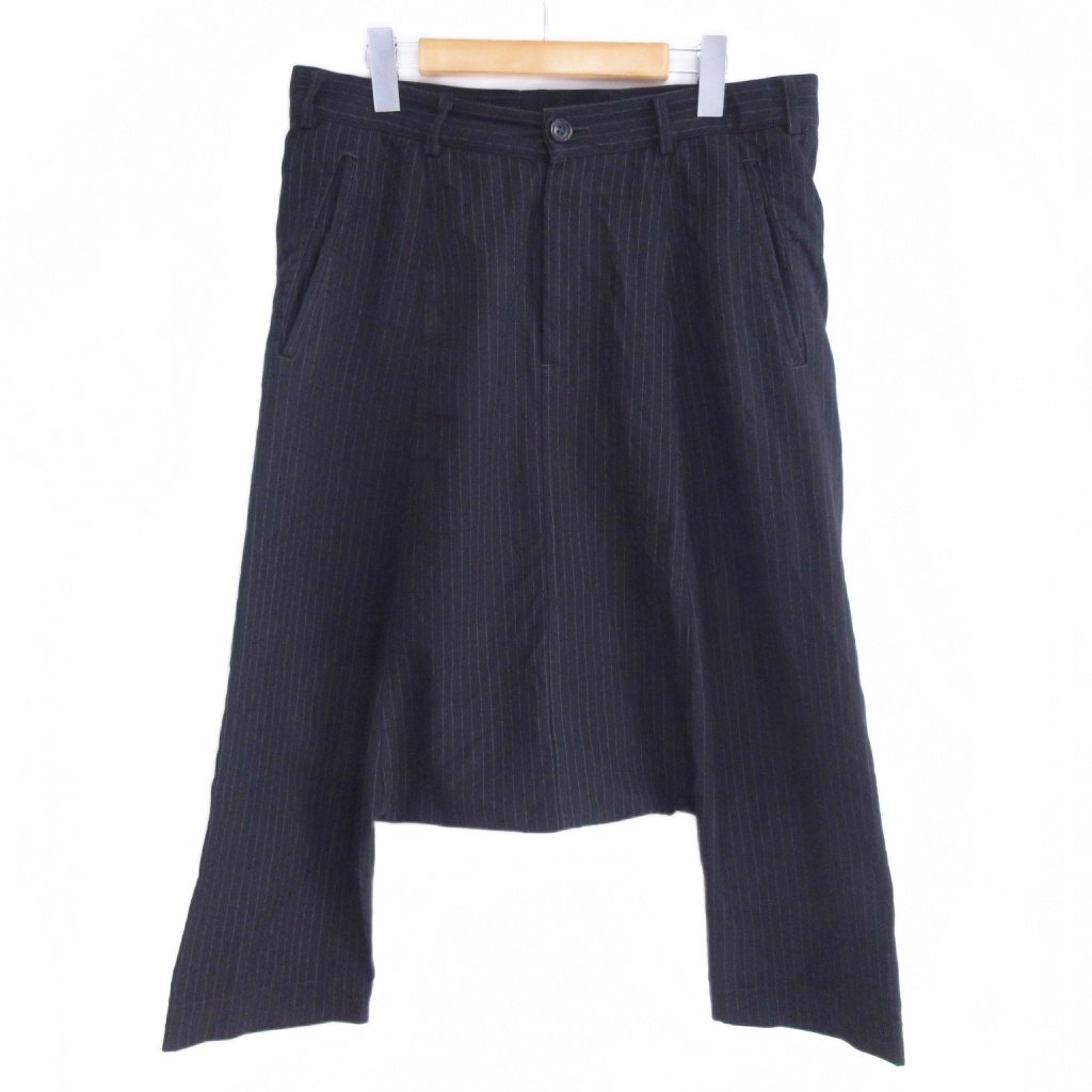 【中古】ブラックコムデギャルソン BLACK COMME des GARCONS AD2011 サルエルパンツ ストライプ ストレッチ 変形デザイン XS 黒 ブラック 系 1H-P008 0205 メンズ 【ベクトル 古着】 260205