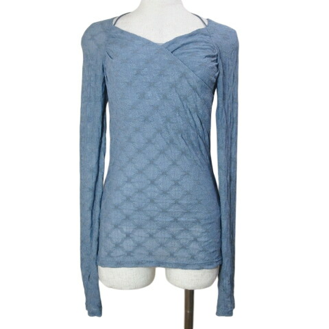 【中古】フレイアイディー FRAY I.D 美品 24AW ストレッチレースカシュクールトップス FWCT244149 ニット カットソー 長袖 インナーキャミソール付き ホルターネック サムホール フリーサイズ 青 ブルー /X レディース 【ベクトル 古着】 260214