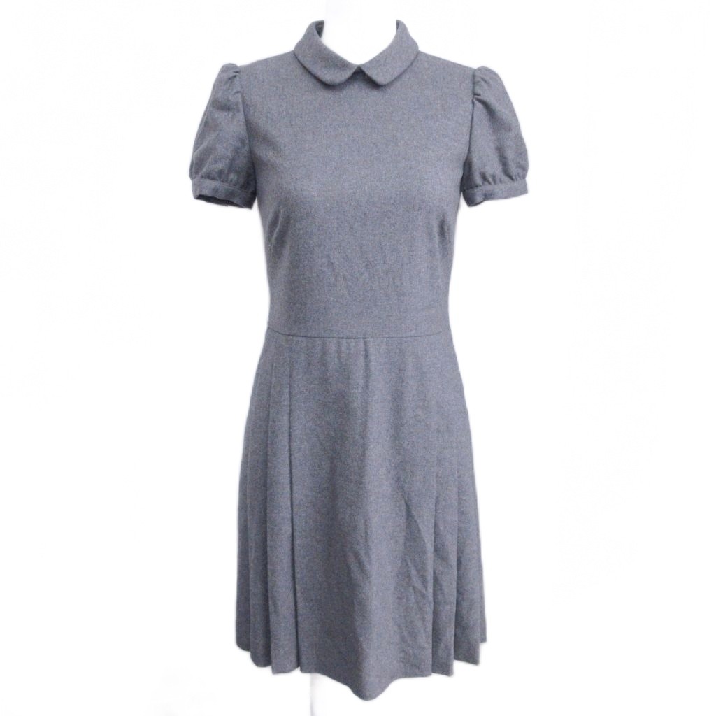 【中古】レッド ヴァレンティノ RED VALENTINO ワンピース ウール混 プリーツ 半袖 ひざ丈 38 約S 灰 グレー 0223 レディース 【ベクトル 古着】 260223