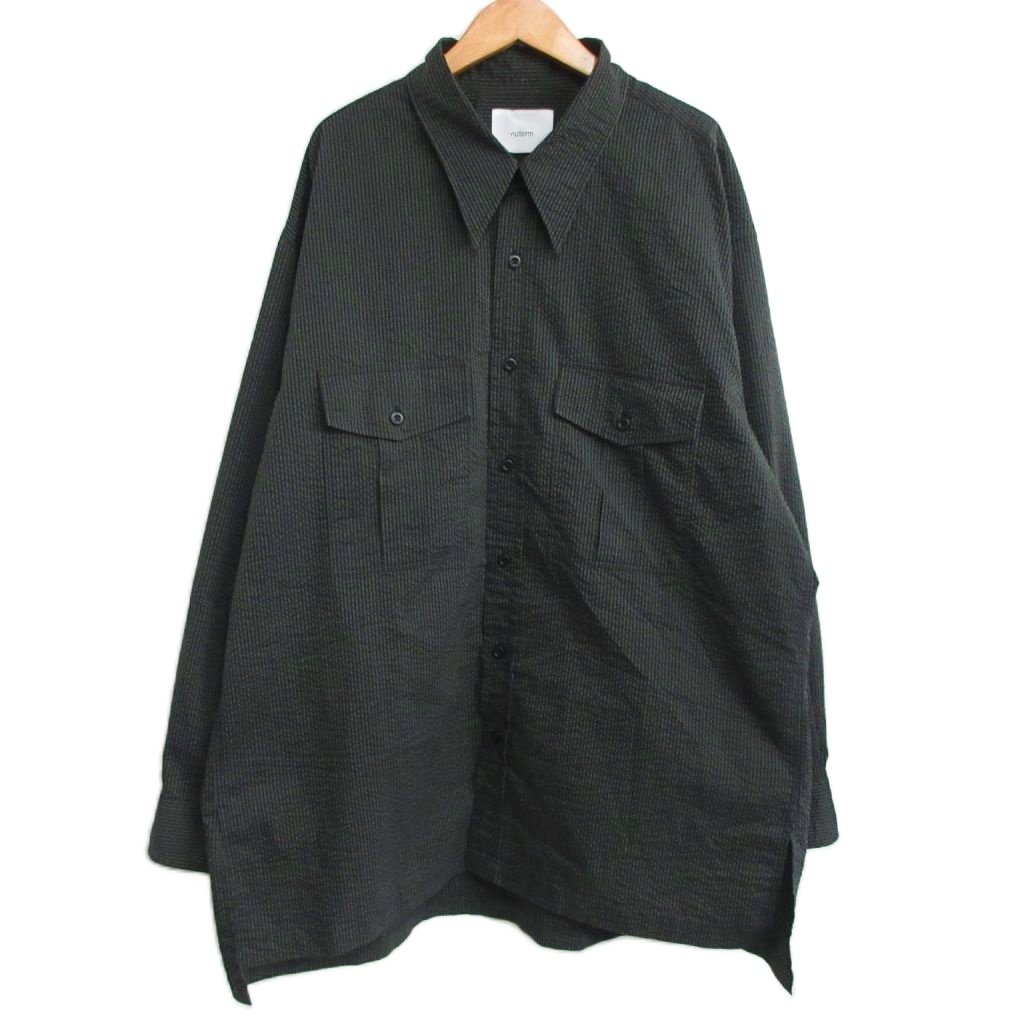 【中古】nuterm ニューターム Army Shirts シアサッカーシャツ ストライプ ダークグレー M メンズ 【ベクトル 古着】 260226