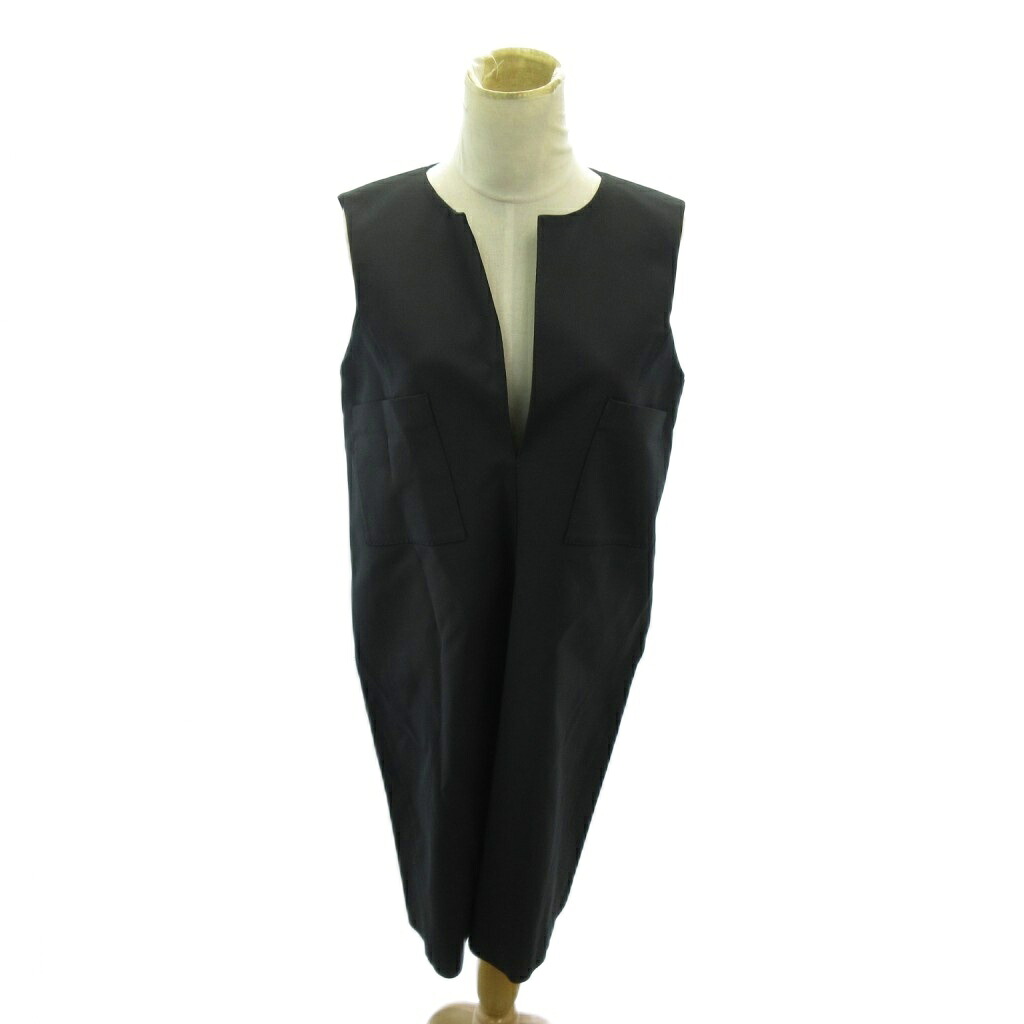【中古】アドーア ADORE 美品 ノースリーブワンピース ストレッチ ひざ丈 36 黒 ブラック 0302 IBO90 レディース 【ベクトル 古着】 260302