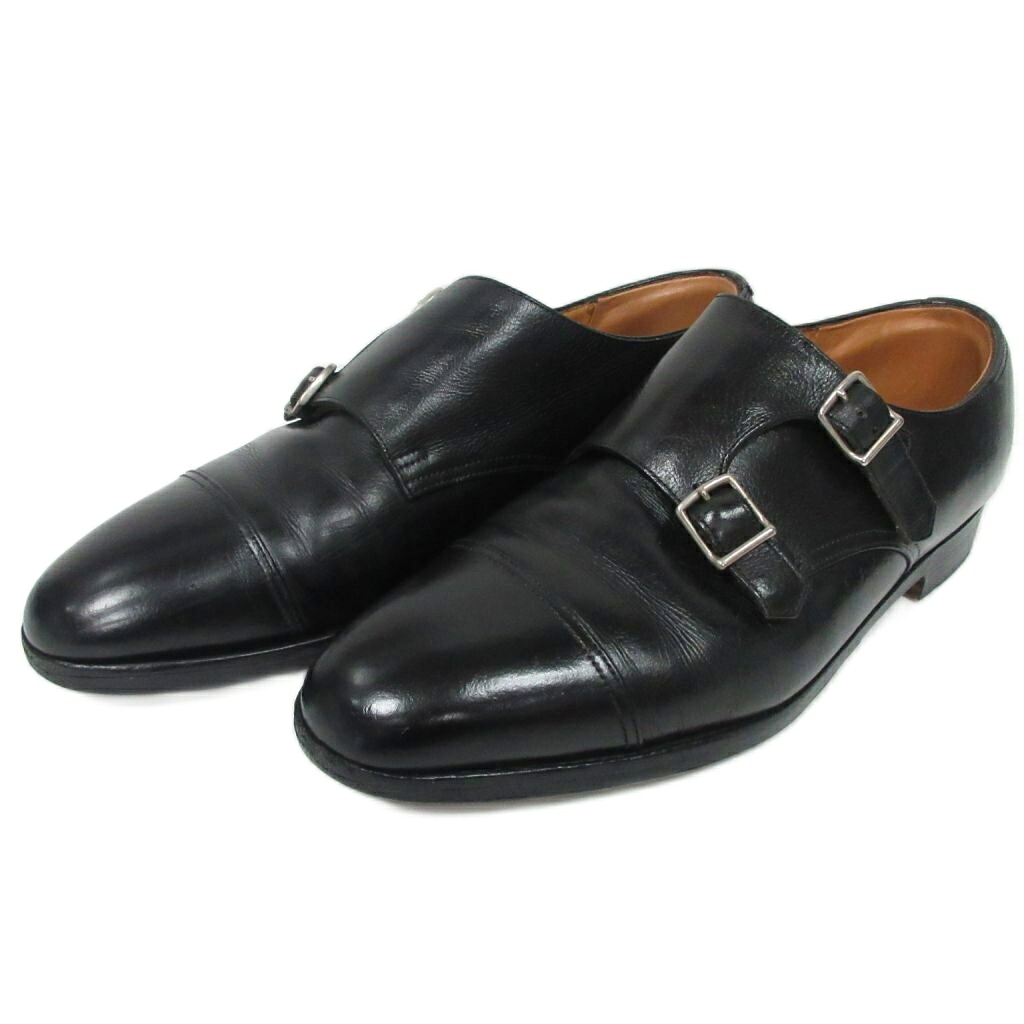 【中古】ジョンロブ JOHN LOBB ウィリアム ダブルモンク ビジネスシューズ 革靴 ブラックグレインレザー ストレートチップ 英国製 約27cm 黒 IBO92 メンズ 【ベクトル 古着】 260312