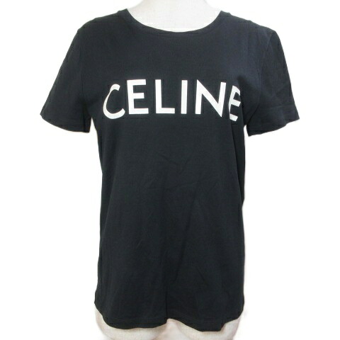 【中古】セリーヌ CELINE 古典派音楽ロゴタイプ ティーシャツ カットソー 刷り上げる 労働者の一団のど首 S 160 160/84A 黒 黒いこと 2X314916G ■MNK6 /X レディース 【ベクター 古着】 260318