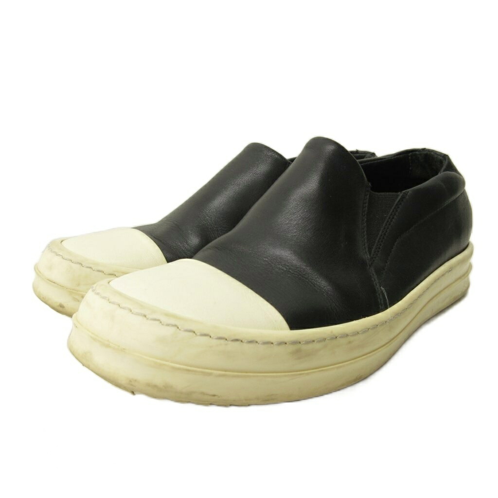 【中古】リックオウエンス Rick Owens BOAT スリッポン スニーカー シューズ レザー 37 24.0cm 黒 ブラック 0319 ■MNK6 レディース 【ベクトル 古着】 260319