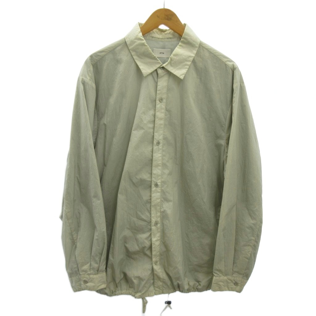 【中古】エイトン ATON HAND DYED NYLON SHIRT JACKET 薄手 シャツジャケット ナイロン 06 ライトグレー 0319 メンズ 【ベクトル 古着】 260319