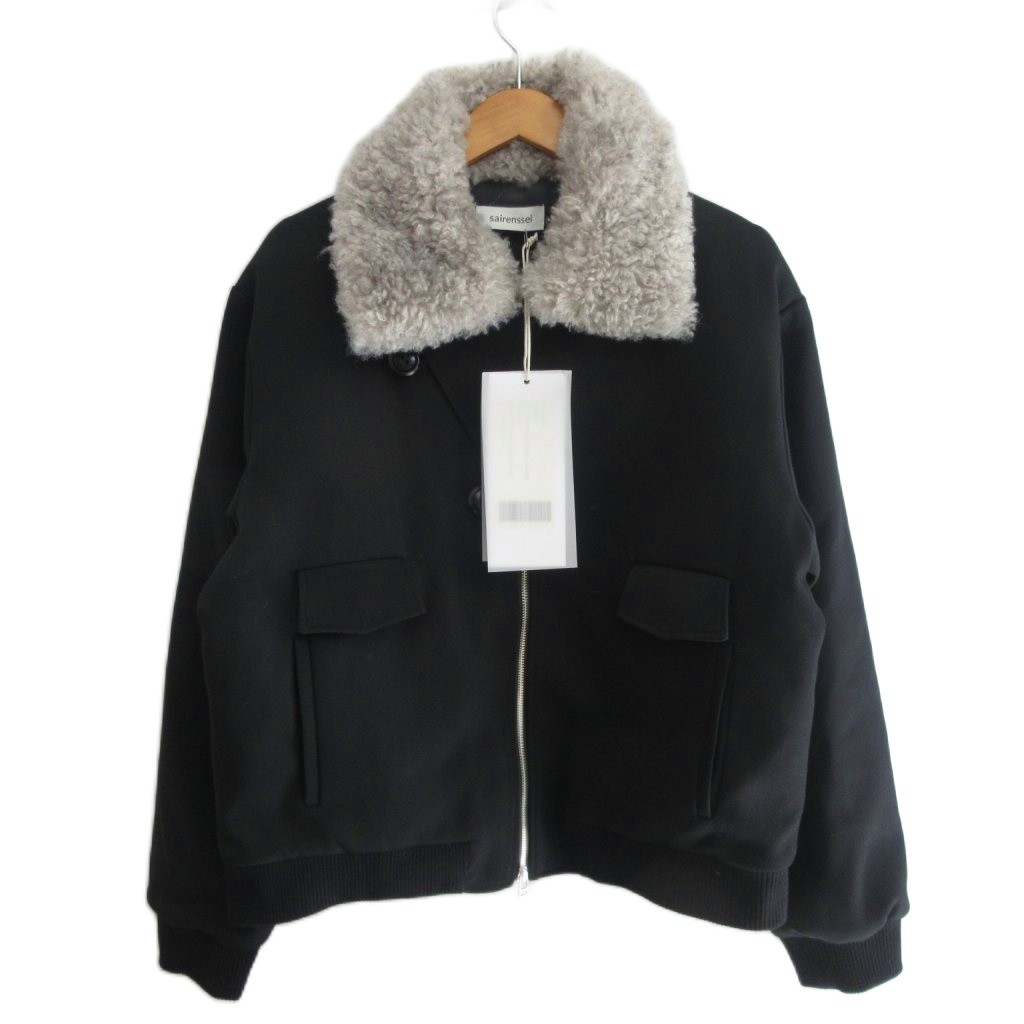 【中古】SAIRENSSEI サイレンセイ 美品 Asymmetric Placket Fur-Collar JACKET ファージャケット 黒 ブラック L メンズ 【ベクトル 古着】 260321|ブランド古着ベクトルプレミアム店