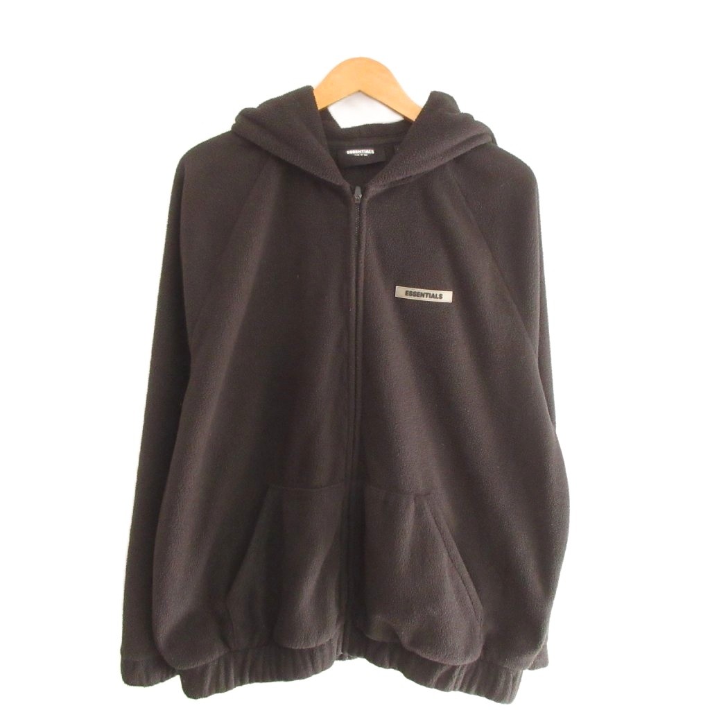 【中古】エフオージー エッセンシャルズ FOG ESSENTIALS FEAR OF GOD フリースジップアップパーカー フーディ M 黒 ブラック メンズ 【ベクトル 古着】 260403
