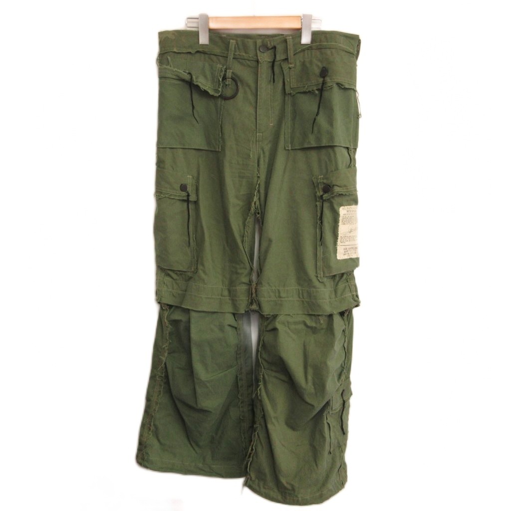 【中古】マイナス Minus (-) Slash Seam HBT Cargo カーゴパンツ 3 カーキ メンズ 【ベクトル 古着】 260416