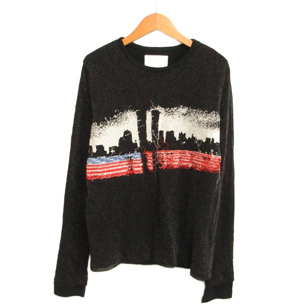 【中古】オリミ ORIMI 美品 24AW Manhattan Glitter top 編み物 カットソー ロンT 花の冠yd ラメ 2 黒 黒いこと A24301A メンズ 【ベクター 古着】 260515