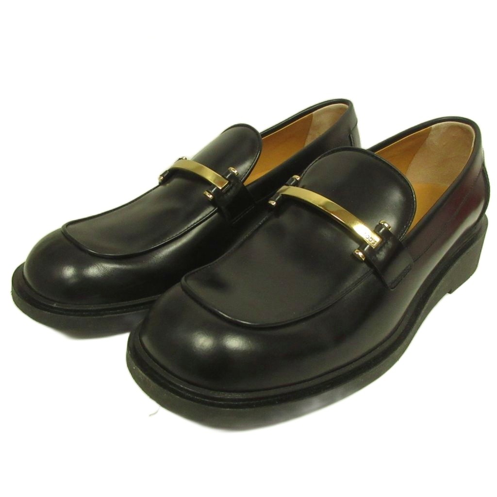 【中古】トッズ TOD'S 美品 現行 メタルバレッタ レザーローファー モカシン Uチップ 39 黒 ブラック レディース 【ベクトル 古着】 260427｜ブランド古着ベクトルプレミアム店