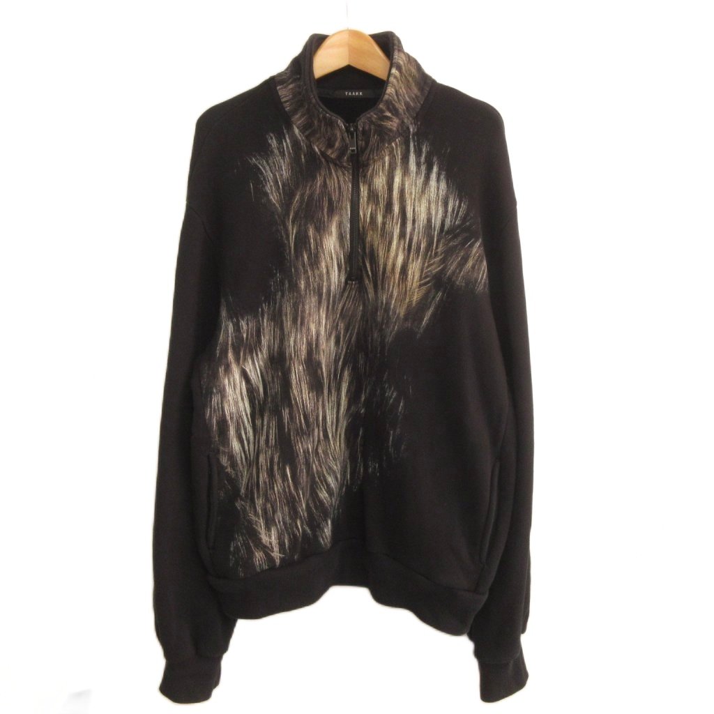 【中古】ターク TAAKK 25AW FUR PRINT JERSEY SWEATSHIRT 調教師 流汗 ハーフジップ 2 黒 黒いこと IBO96 メンズ 【ベクター 古着】 260504