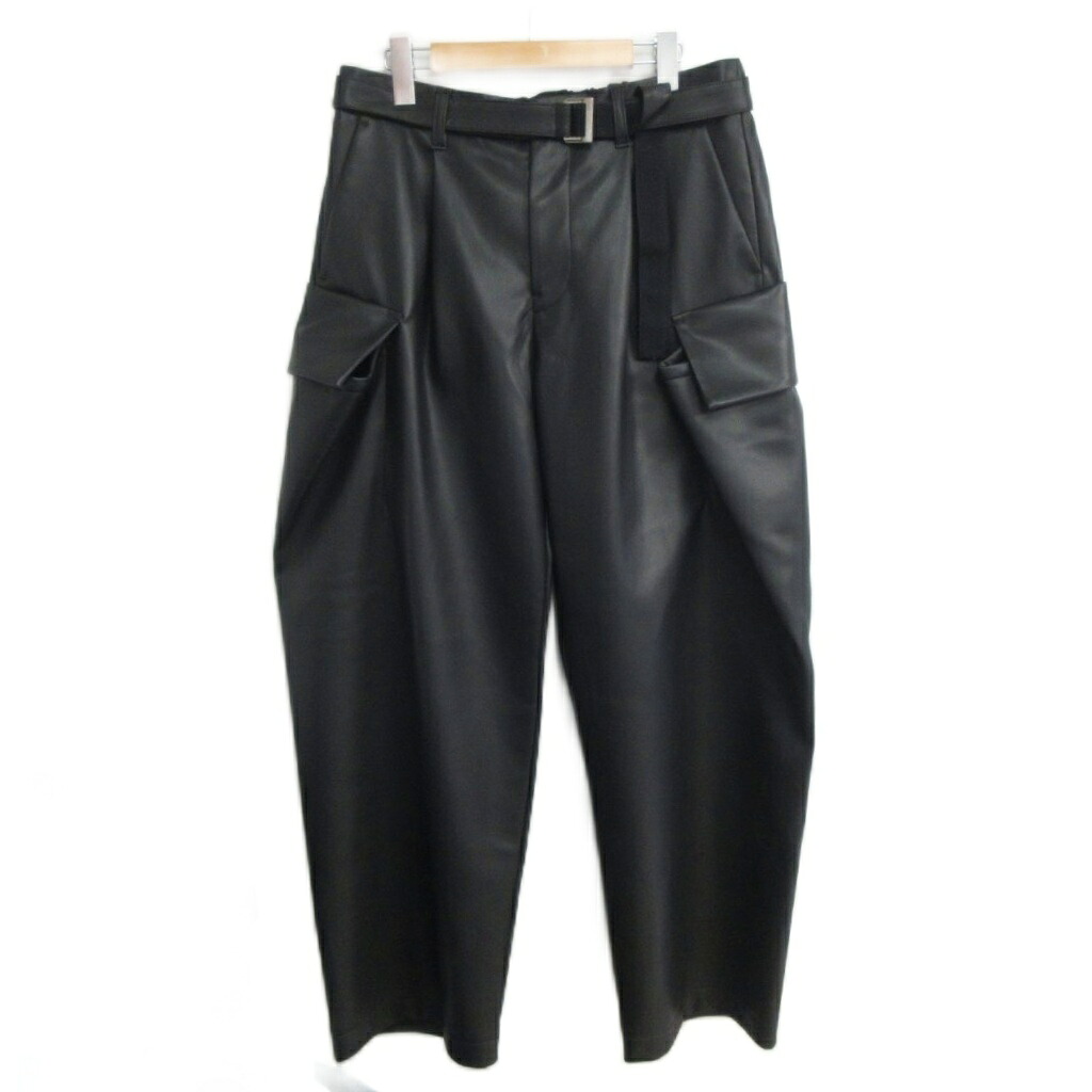 【中古】サカイ sacai 25AW Faux Leather Pants フェイクレザーカーゴパンツ 2 黒 黒いこと メンズ 【ベクター 古着】 260518