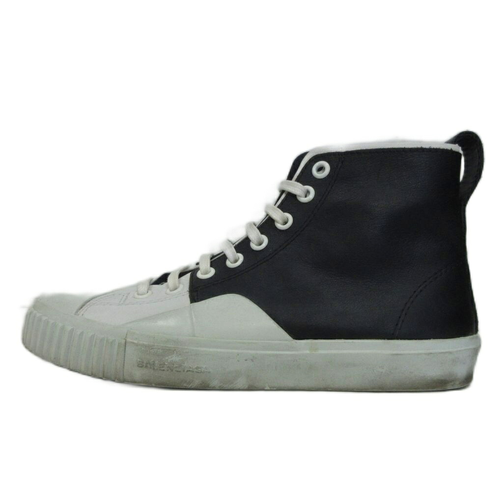 【中古】バレンシアガ BALENCIAGA Leather Hi-Top Sneaker スニーカー 御機嫌取りすてる バイ色合い 36 黒 黒いこと 白 白いこと IBO96 ☆AA★ レディース 【ベクター 古着】 260520