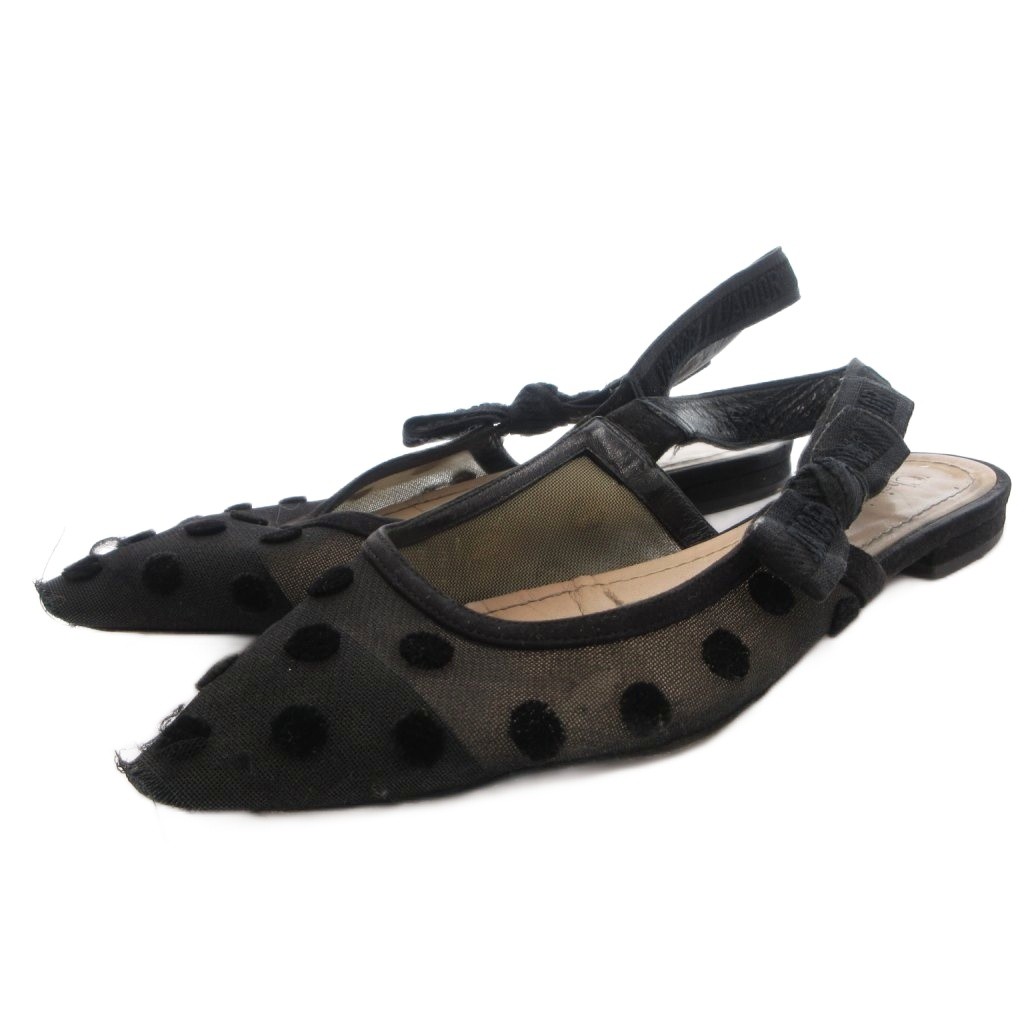 【中古】クリスチャンディオール Christian Dior J'ADIOR パンプス メッシュ スリングバック ロゴ 35.5 黒 ブラック /FF IBO96 ■B レディース 【ベクトル 古着】 260607｜ブランド古着ベクトルプレミアム店