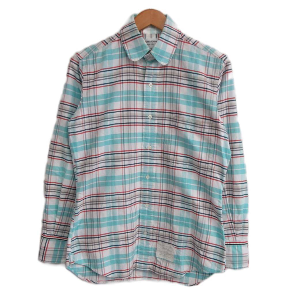 【中古】トム赤銅色 THOM BROWNE ボタンダウンシャツ 丸襟 読み合わせる柄 USA製 0 マルチ色合い IBO98 メンズ 【ベクター 古着】 260605