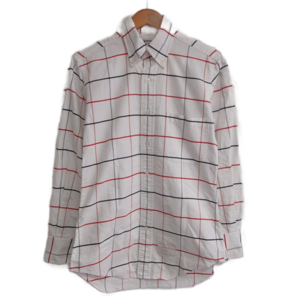 【中古】トム赤銅色 THOM BROWNE ボタンダウンシャツ 読み合わせる柄 ＵSA製 0 白 白いこと IBO98  【ベクター 古着】 260605