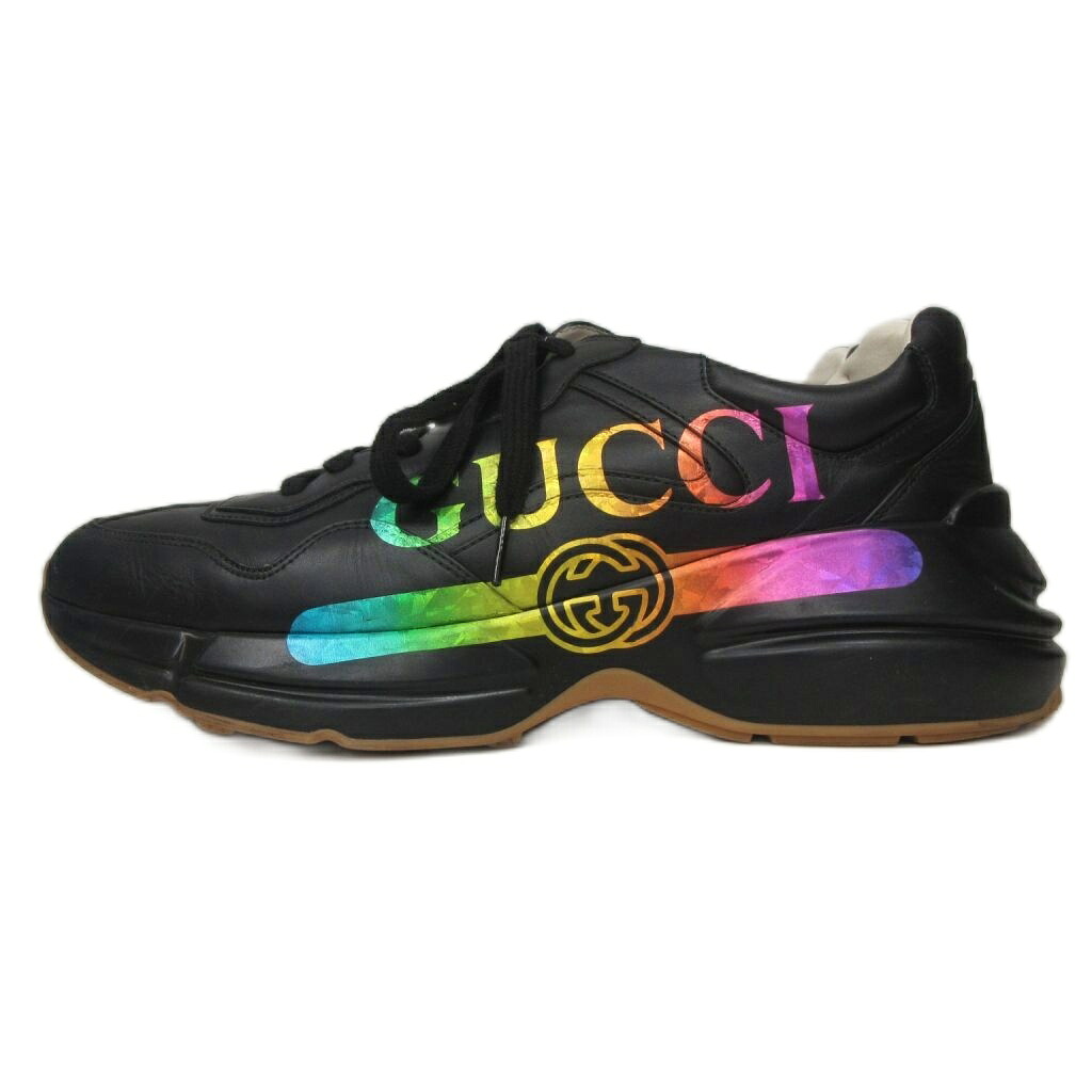 【中古】グッチ GUCCI ライトン GGスプリーム ダッドスニーカー なめし革 10 黒×虹霓 552851 ■MNK9 メンズ 【ベクター 古着】 260605
