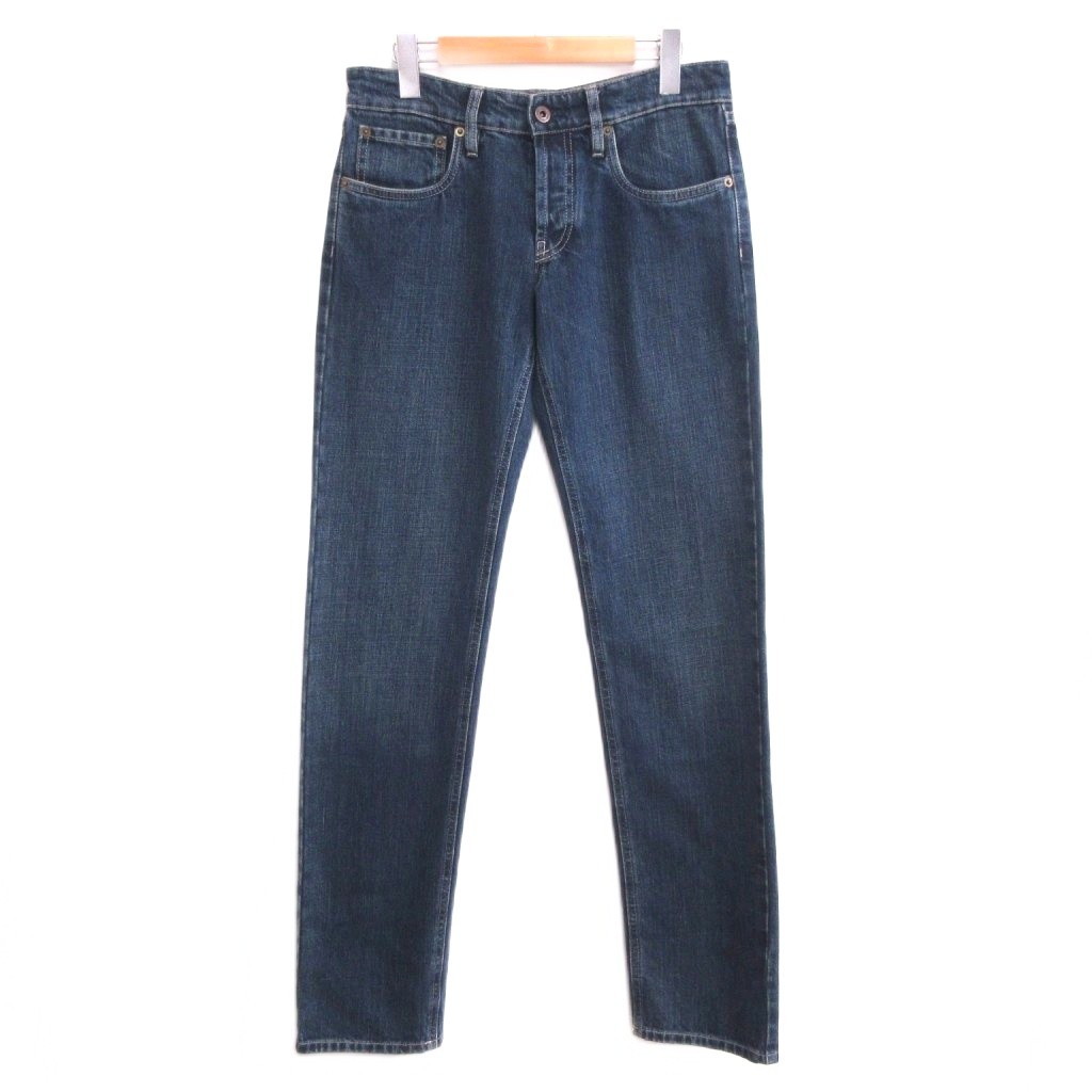 【中古】ミュウミュウ miumiu バックロゴ 5ポケットデニムパンツ ジーンズ ローライズ 24 インディゴブルー GWP516 レディース 【ベクトル 古着】 260613｜ブランド古着ベクトルプレミアム店