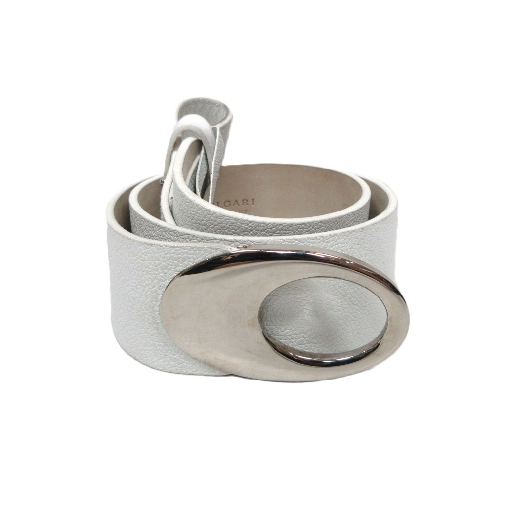 【中古】ブルガリ BVLGARI ラグジュアリー ラウンドバックルベルト レザー 白 ホワイト レディース 【ベクトル 古着】 260626｜ブランド古着ベクトルプレミアム店