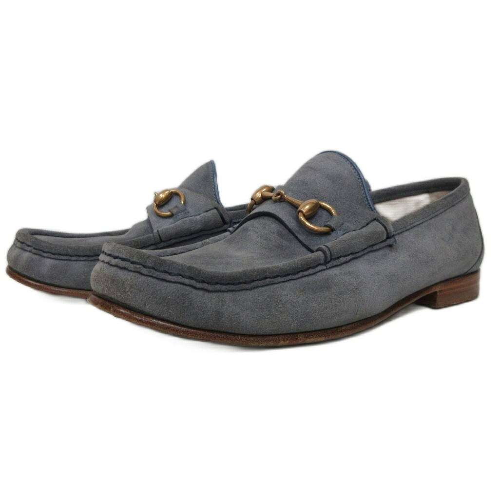 【中古】グッチ GUCCI 1953 ビットローファー スエード 8 ブルーグレー メンズ 【ベクトル 古着】 260701|ブランド古着ベクトルプレミアム店