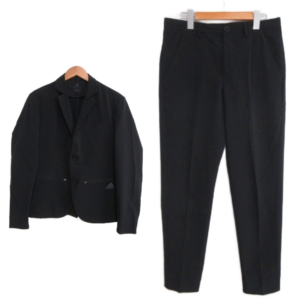 【中古】アディダス adidas 20SS×伊勢丹 ICON SUIT スーツ テーラードジャケット スラックス パンツ シアサッカー M 黒 ブラック GD0467 GD0469 メンズ 【ベクトル 古着】 260705|ブランド古着ベクトルプレミアム店