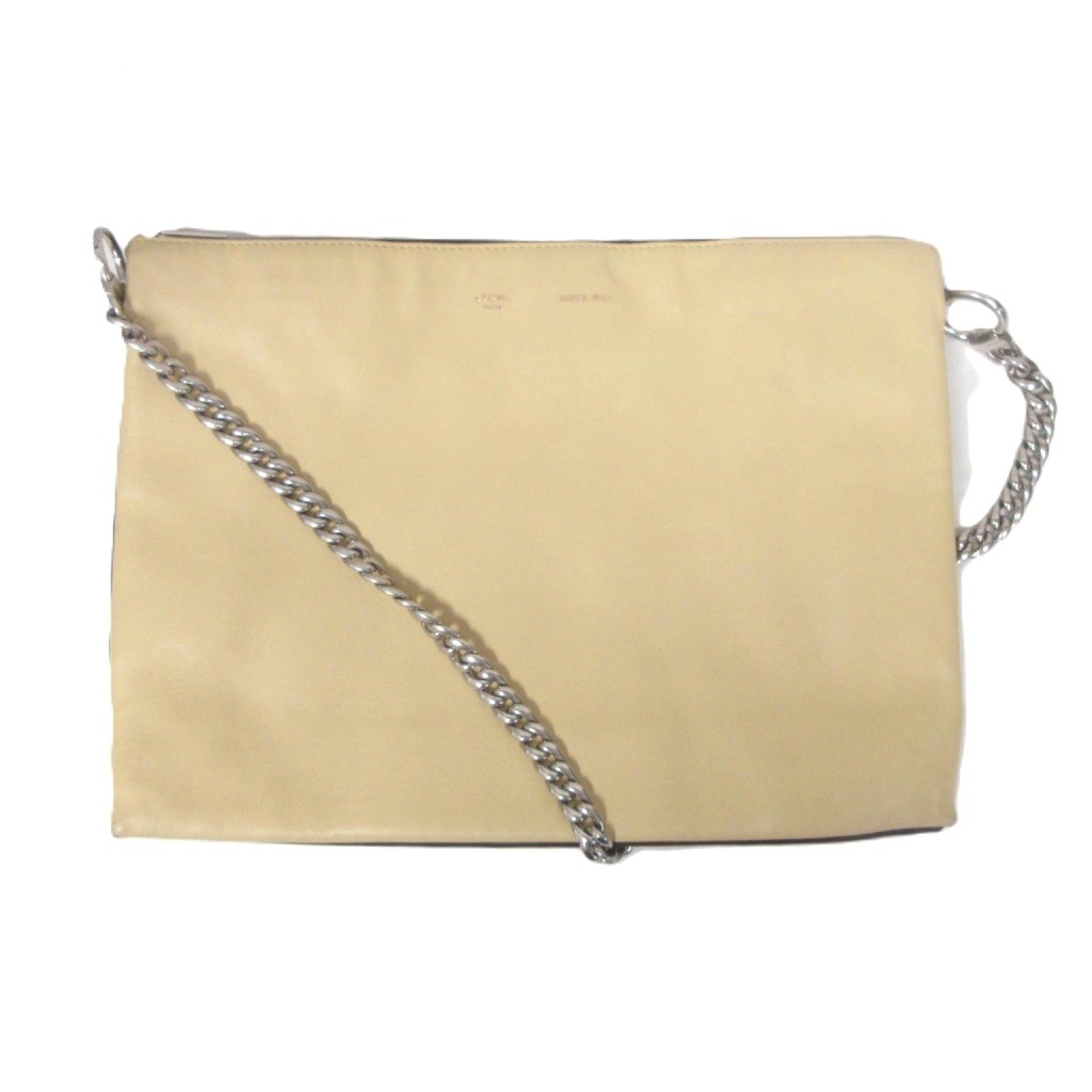 【中古】セリーヌ CELINE Soft Trio ソフトトリオ ラムスキン チェーンショルダーバッグ レザー イエロー ベージュ ■AO4 レディース 【ベクトル 古着】 260718｜ブランド古着ベクトルプレミアム店